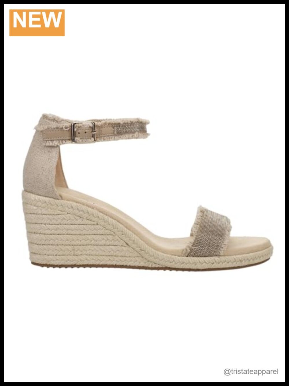 Layry Natural Canvas Ankle Strap Wedge Sandals Comfort Buckle Casual